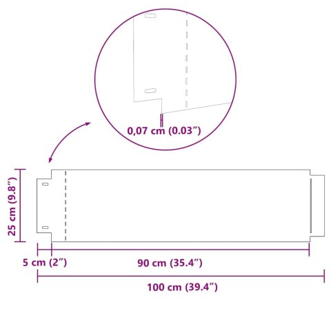 VidaXL Obrzeża trawnikowe 5 pcs Srebrny 100 x 25 x 0,07 cm