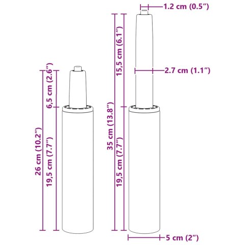 VidaXL Cylinder gazowy do krzesła biurowego Czarny 261-351 mm Żelazo