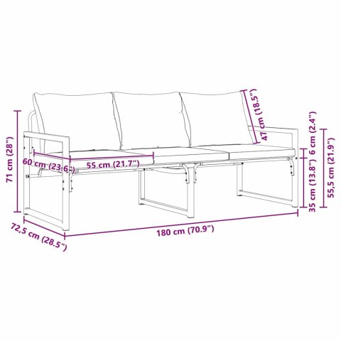 VidaXL Meble ogrodowe Jasnoszary 180 x 72,5 x 71 cm Poliester