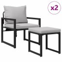 VidaXL Meble ogrodowe z poduszką z poduszką 4 pcs Jasnoszary Poliester