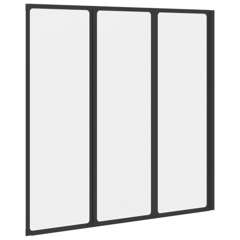PARAWAN PRYSZNICOWY CZARNY 120X2X117CM ALUMINIUM I PP