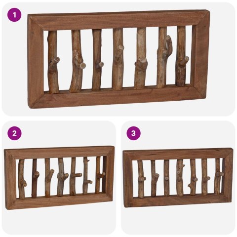 VidaXL Hak na płaszcze Naturalny 50 x 10 x 25 cm Lite drewno mahoniowe