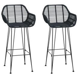 VidaXL Krzesło barowe 2 pcs Czarny 55 x 52 x 105 cm Rattan i żelazo