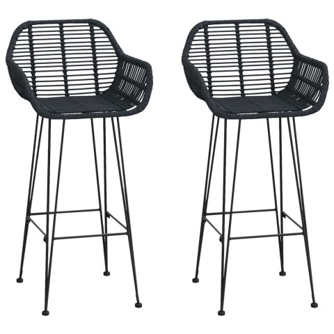 VidaXL Krzesło barowe 2 pcs Czarny 55 x 52 x 105 cm Rattan i żelazo