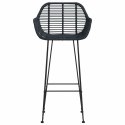 VidaXL Krzesło barowe 2 pcs Czarny 55 x 52 x 105 cm Rattan i żelazo