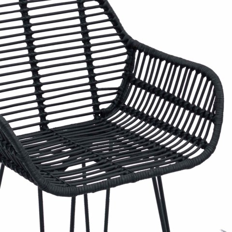 VidaXL Krzesło barowe 2 pcs Czarny 55 x 52 x 105 cm Rattan i żelazo