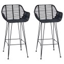 VidaXL Krzesło barowe 2 pcs Czarny 55 x 52 x 92 cm Rattan i żelazo