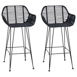 VidaXL Krzesło barowe 2 pcs Czarny 55 x 52 x 92 cm Rattan i żelazo