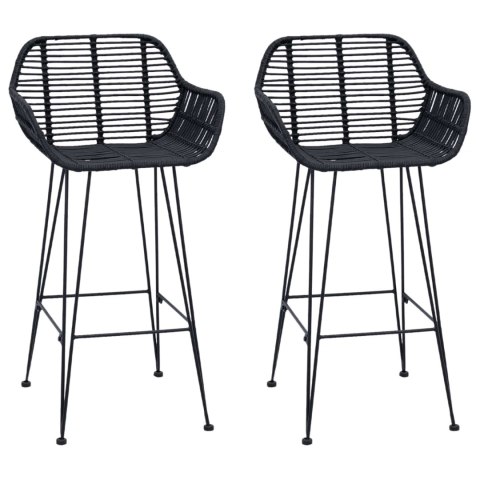 VidaXL Krzesło barowe 2 pcs Czarny 55 x 52 x 92 cm Rattan i żelazo