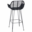 VidaXL Krzesło barowe 2 pcs Czarny 55 x 52 x 92 cm Rattan i żelazo