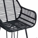 VidaXL Krzesło barowe 2 pcs Czarny 55 x 52 x 92 cm Rattan i żelazo