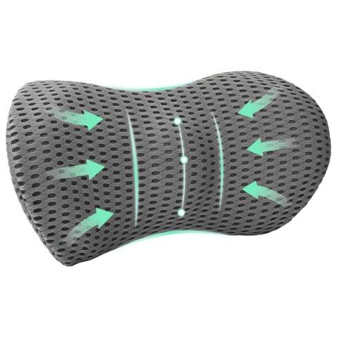 VidaXL Poduszka pod plecy Szary Pianka z pamięcią 47,5 x 23 x 12 cm