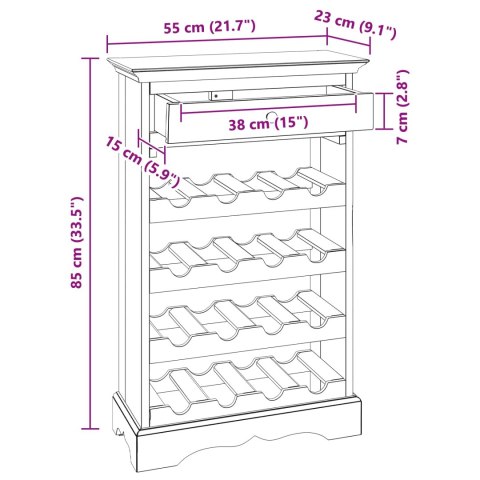 VidaXL Regał na wino 55 x 23 x 85 cm Lite drewno mahoniowe