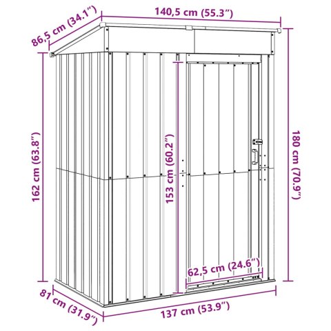 VidaXL Schowki ogrodowe Antracyt 137 x 81 x 180 cm Metal