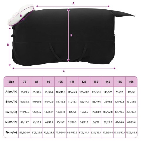 VidaXL Koc dla Koni Czarny 135 cm Polarowy fleece