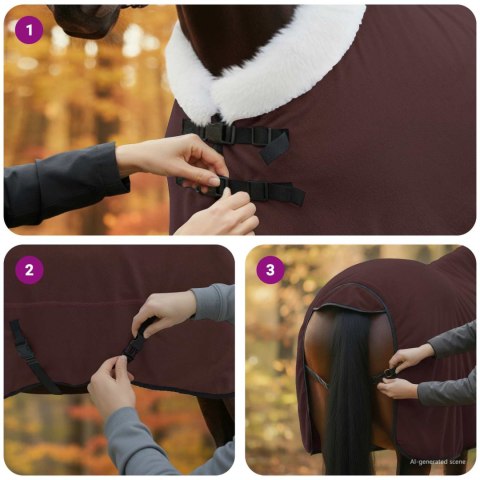VidaXL Koc dla Koni Pełny Ciemny Brąz 155 cm Polarowy fleece