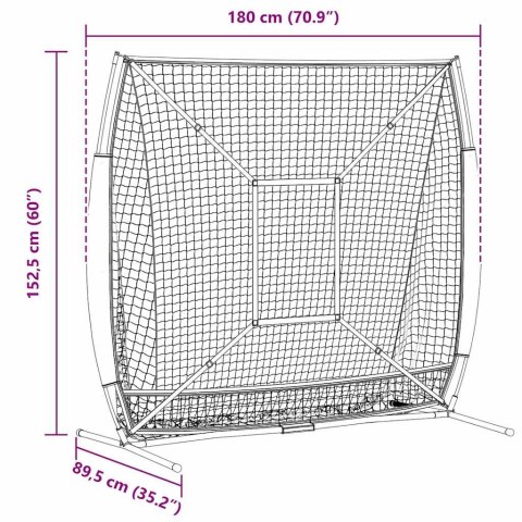VidaXL Siatka treningowa do baseballu 180 x 89,5 x 152,5 cm