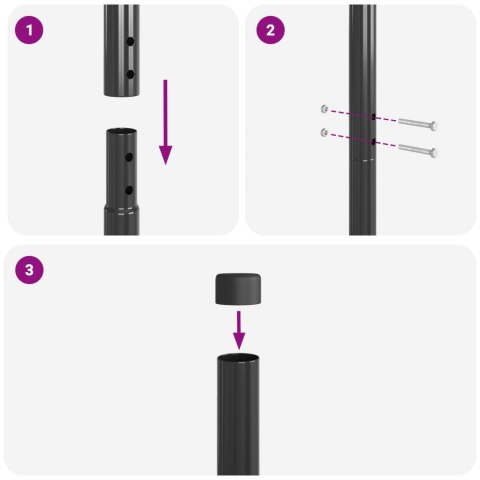 VidaXL Słupek ogrodzeniowy. 12 pcs Szary Stal Malowana Proszkowo