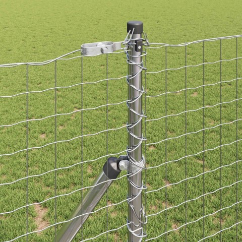 VidaXL Słupek ogrodzeniowy. 2 pcs Srebrny Stal Malowana Proszkowo