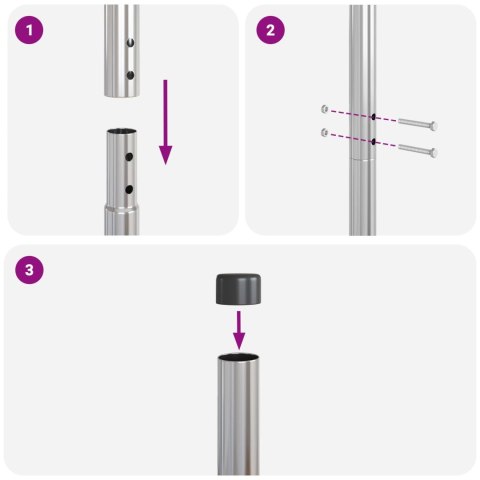 VidaXL Słupek ogrodzeniowy. 2 pcs Srebrny Stal Malowana Proszkowo