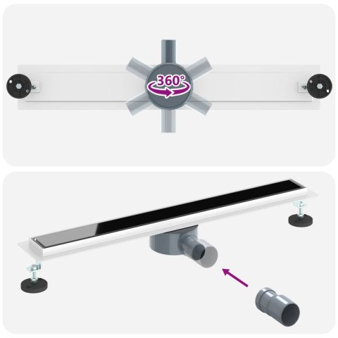 ODPŁYW PRYSZNICOWY Z SZKLANĄ POKRYWĄ I SYFONEM 360° 70CM