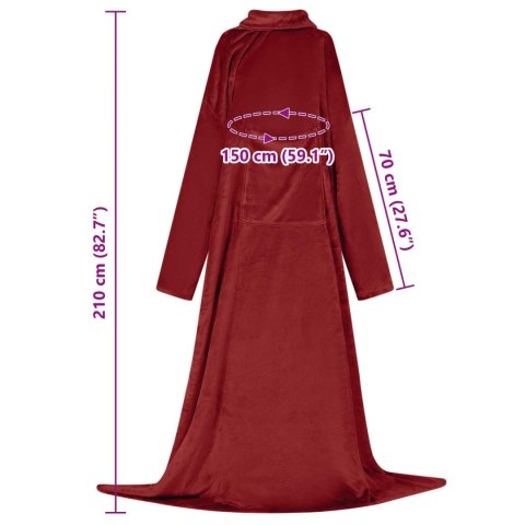 VidaXL Bluza-koc Bordeaux Czerwony F Flanela