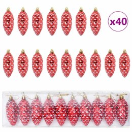 VidaXL Choinkowa Bombka Szyszka 40 pcs Czerwony Z tworzywa sztucznego