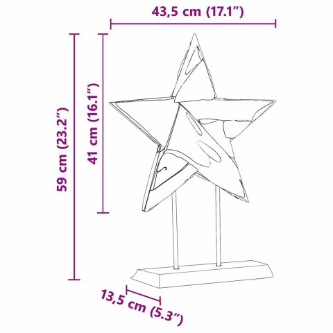 VidaXL Gwiazda Bożonarodzeniowa Brązowy 43,5 x 13,5 x 59 cm