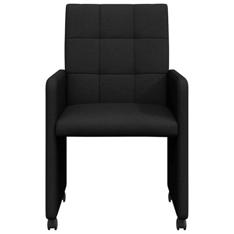 VidaXL Krzesełka jadalne na kółkach 2 pcs Czarny 58 x 65 x 94 cm