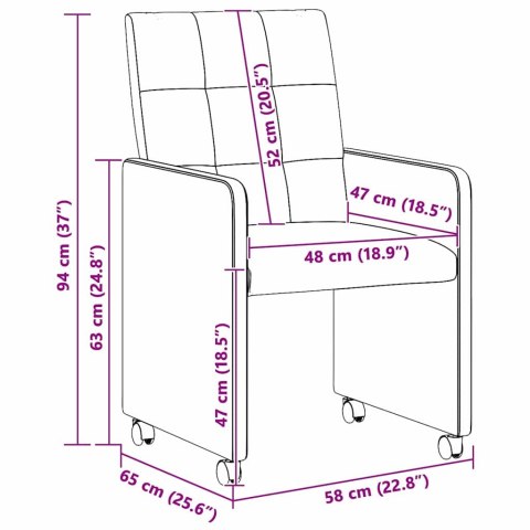 VidaXL Krzesełka jadalne na kółkach 2 pcs Czarny 58 x 65 x 94 cm