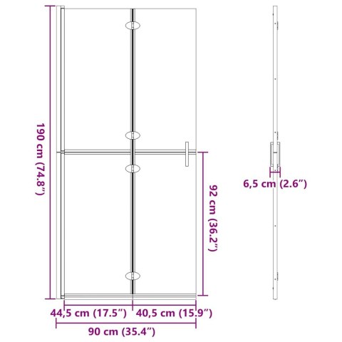 VidaXL Ściana prysznicowa Walk-In złoty 90 x 6.5 x 190 cm