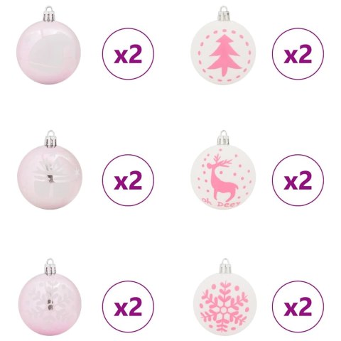 VidaXL Zestaw Bombek Choinkowych 40 pcs Biały i różowy