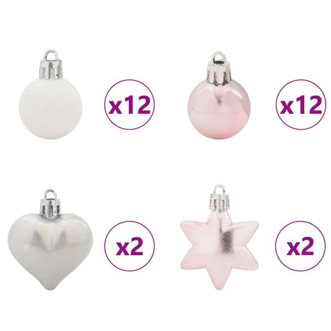 VidaXL Zestaw Bombek Choinkowych 40 pcs Biały i różowy