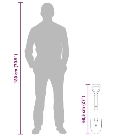 VidaXL Łopata Czarny 68,5 cm Stal Powlekana i Lite Drewno