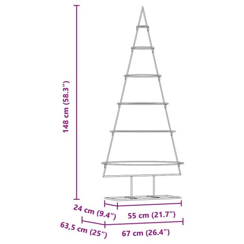 VidaXL Metalowa choinka świąteczna z podstawą złoty 148 cm