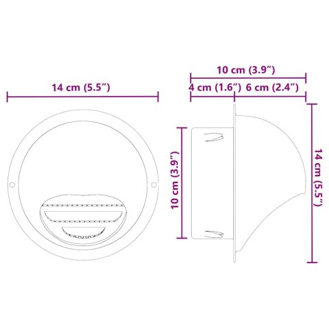 VidaXL Pokrywy wentylacyjne 2 pcs Srebrny 100 mm Stal nierdzewna