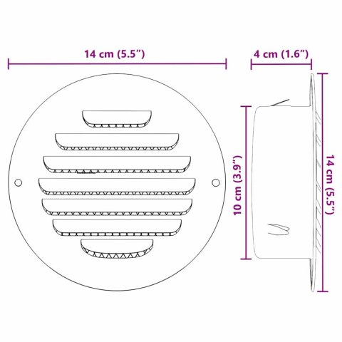 VidaXL Pokrywy wentylacyjne 4 pcs Srebrny 100 mm Stal nierdzewna