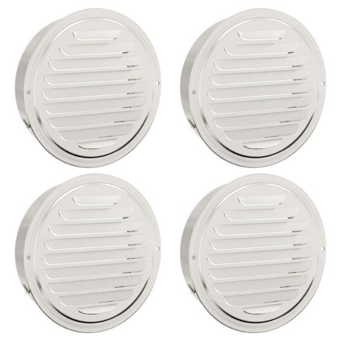 VidaXL Pokrywy wentylacyjne 4 pcs Srebrny 200 mm Stal nierdzewna