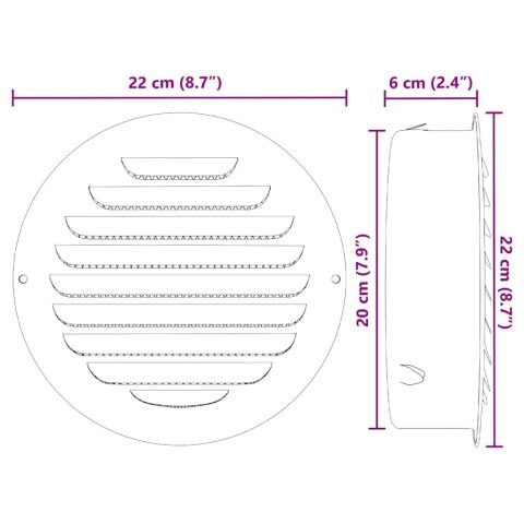 VidaXL Pokrywy wentylacyjne 4 pcs Srebrny 200 mm Stal nierdzewna