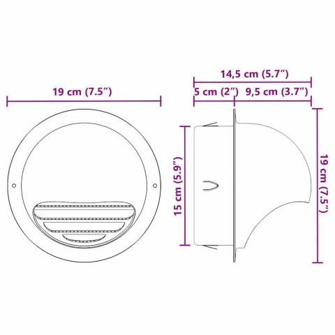 VidaXL Pokrywy wentylacyjne 8 pcs Srebrny 150 mm Stal nierdzewna