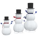 VidaXL Rodzina Bałwanków Bożonarodzeniowych 3 pcs Ciepła biel tkanina