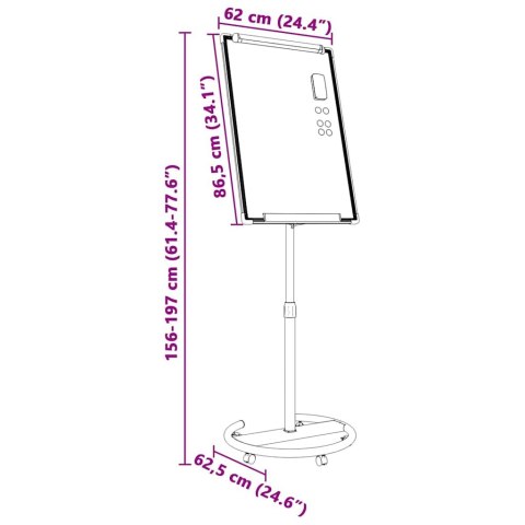 VidaXL Tablica magnetyczna suchościeralna z kołem Szary i biały EPS