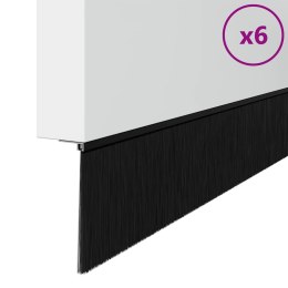 VidaXL Uszczelki z szczotką do drzwi na zatrzask 6 pcs Czarny 100 cm