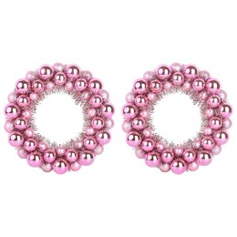 VidaXL Wieniec Bożonarodzeniowy z Bombkami 2 pcs Różowy 33 x 33 x 7 cm