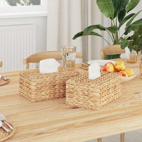 VidaXL Pokrywki na Pudełka na Chusteczki 2 pcs Hiacynt wodny Naturalny