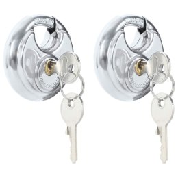 VidaXL Kłódki discus z kluczami 2 pcs Srebrny 7 x 2.4 x 7 cm