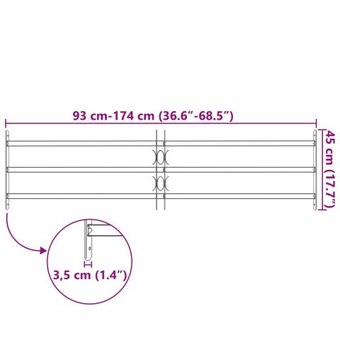 VidaXL Kratka Okienna 174 x 45 cm Stal malowana proszkowo Czarny