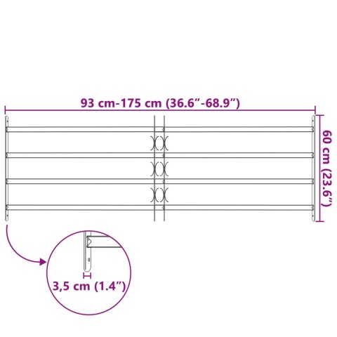 VidaXL Kratka Okienna 175 x 60 cm Stal malowana proszkowo Czarny
