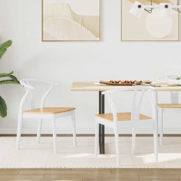VidaXL Krzesło jadalniane 2 pcs Biały i naturalny Drewno Gumowe