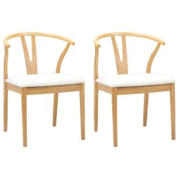VidaXL Krzesło jadalniane 2 pcs Naturalny i jasny Drewno Gumowe